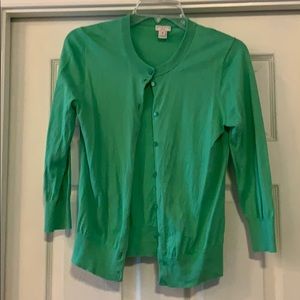 Green J. Crew 3/4 sleeve cardigan